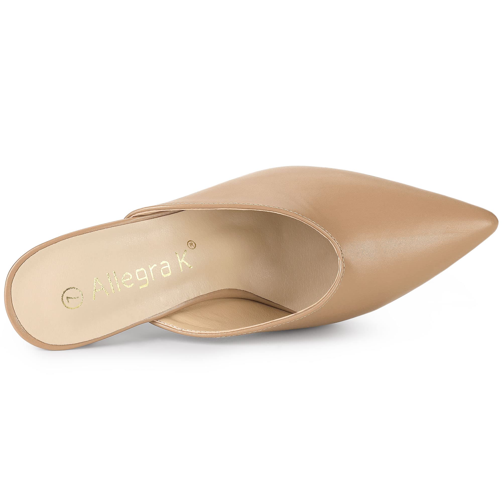 Allegra K Women's Pointed Toe Chunky Heel Slide Mules - Comfortable Dressy Sandals for Office, Party & Summer Outfits