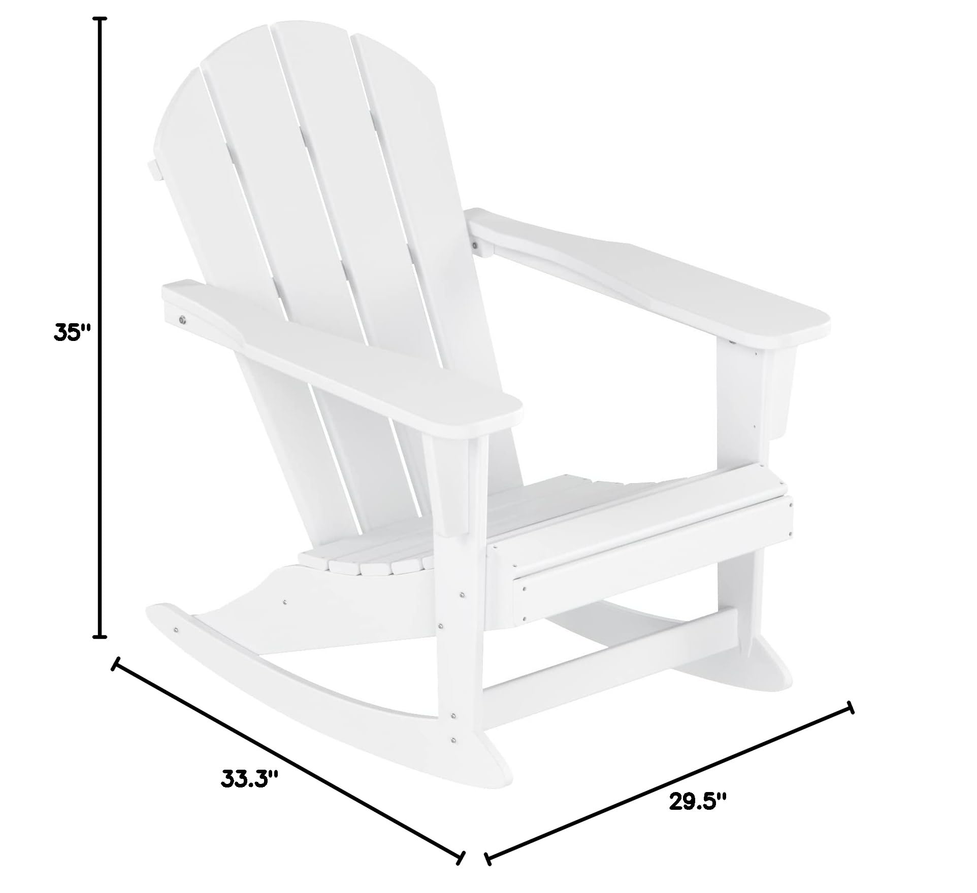 WestinTrends Malibu Outdoor Poly Adirondack Rocking Chair - White Patio Furniture for Porch, Garden & Backyard Relaxation