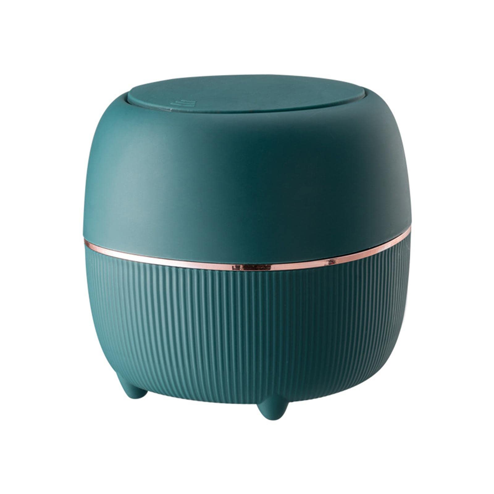 Modern Mini Trash Can with Lid - Small Press-Type Waste Basket for Office Desk, Kitchen Countertop, Coffee Table & Bathroom - Eco-Friendly Plastic Garbage Bin for Home & Office Use - Green