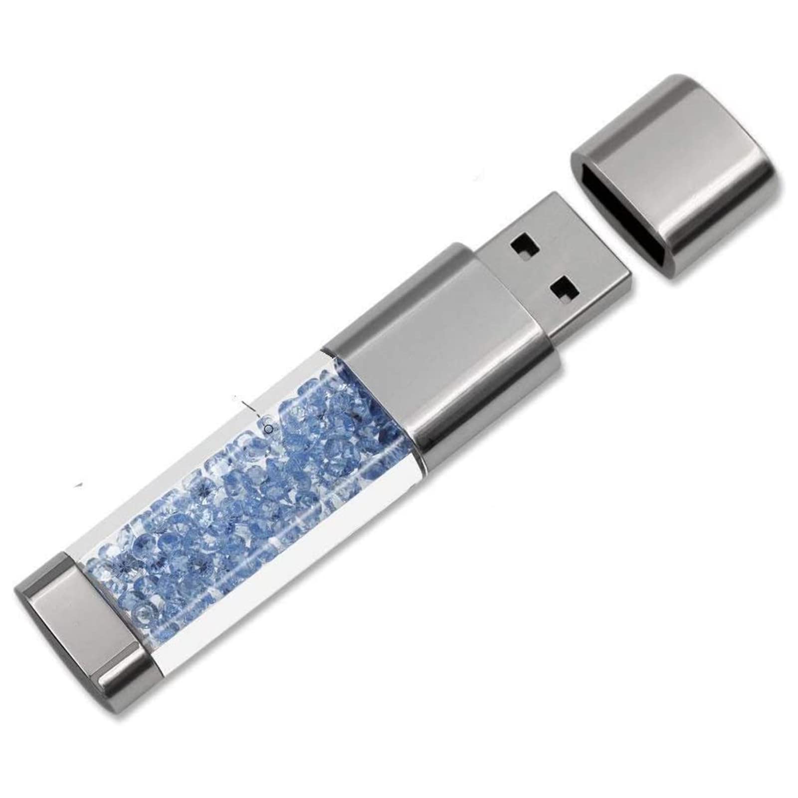 FeliSun Kristall USB 3.0 Flash Drive 32GB - High Speed External Memory Stick for PC, Laptop, Mac - Perfect for Birthday Gifts, Wedding Favors, Office & School Use (Azure Blue)