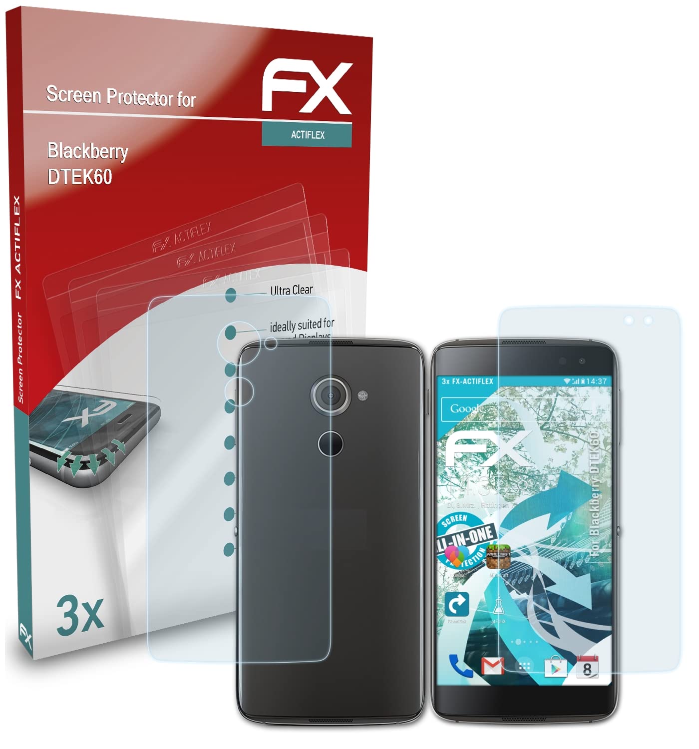 Blackberry DTEK60 Screen Protector (3-Pack) - Ultra Clear Flexible Film for Scratch Protection | Perfect for Work, Travel & Daily Use