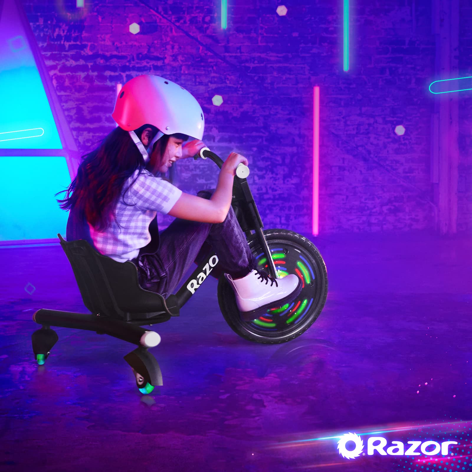 Razor RipRider 360 Lightshow Drifting Tricycle for Kids - Black - 3-Wheel Scooter with LED Light Show - Perfect for Outdoor Play, Backyard Fun & Neighborhood Rides
