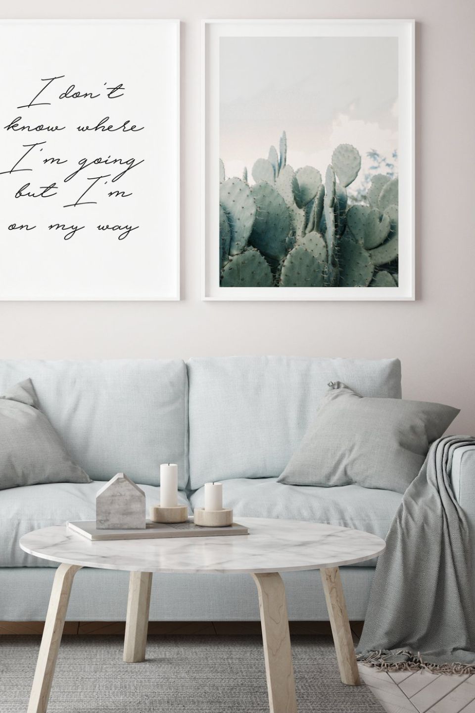 Cacti in the Desert - White Framed A2 Size Wall Art Print - Perfect for Living Room, Bedroom & Office Decor