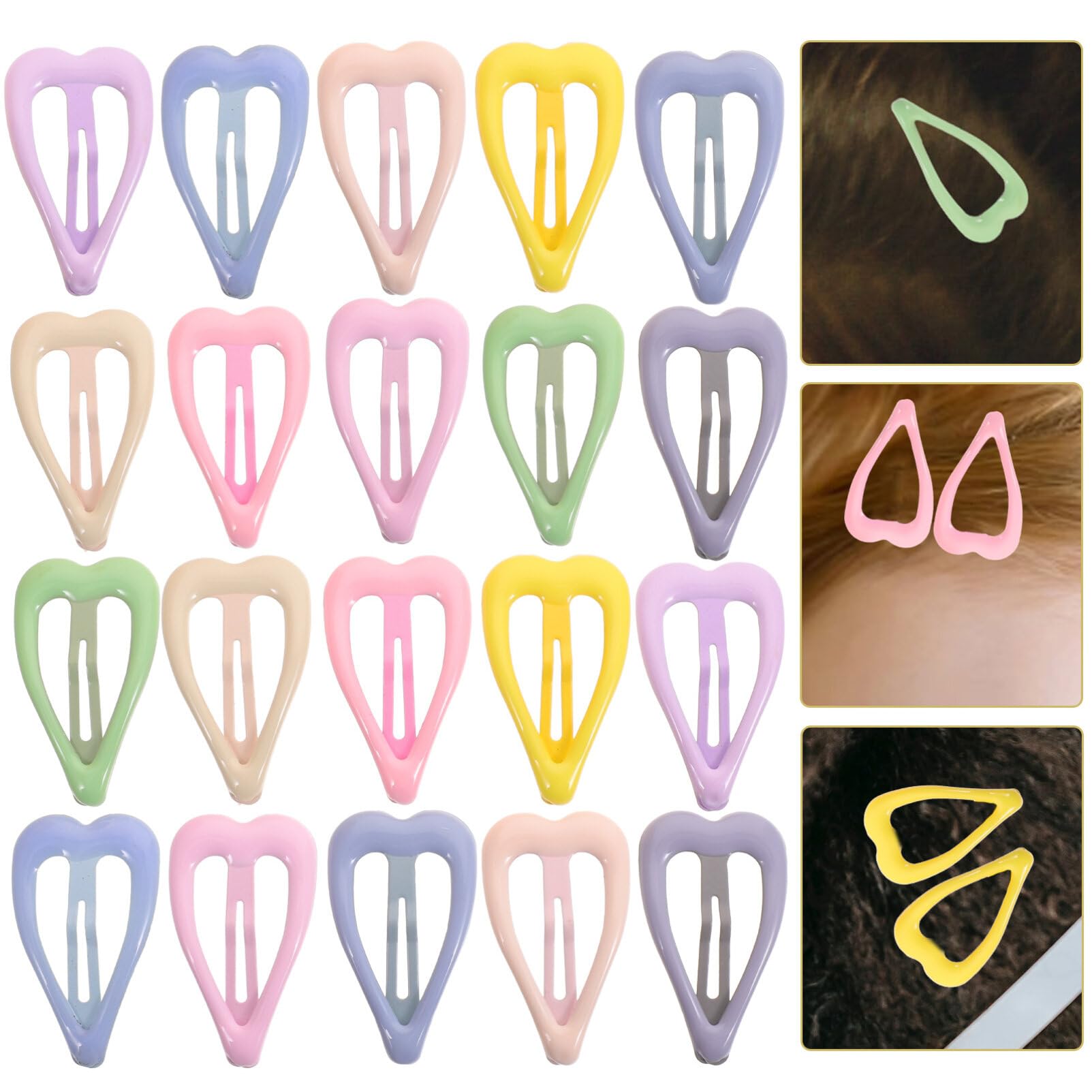 EXCLUZO 20Pcs No Metal Snap Hair Barrettes for Girls - Cute Candy Color Hair Clips for Toddlers, Kids, Teens & Women | Perfect for School, Parties & Daily Hair Styling
