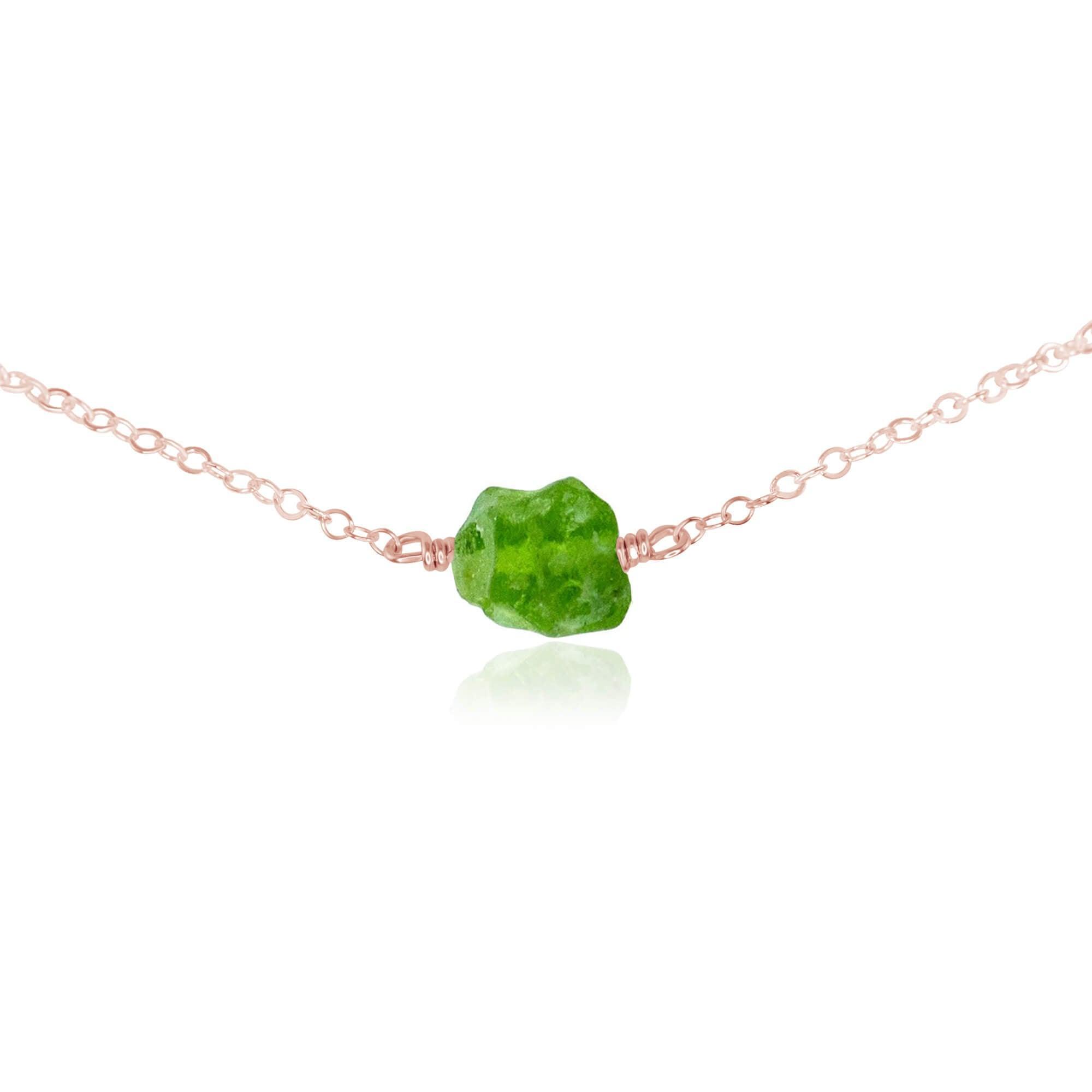Natural Tiny Raw Peridot Crystal Nugget Choker Necklace - Dainty Bohemian Jewelry for Women, Perfect for Everyday Wear & Spiritual Healing