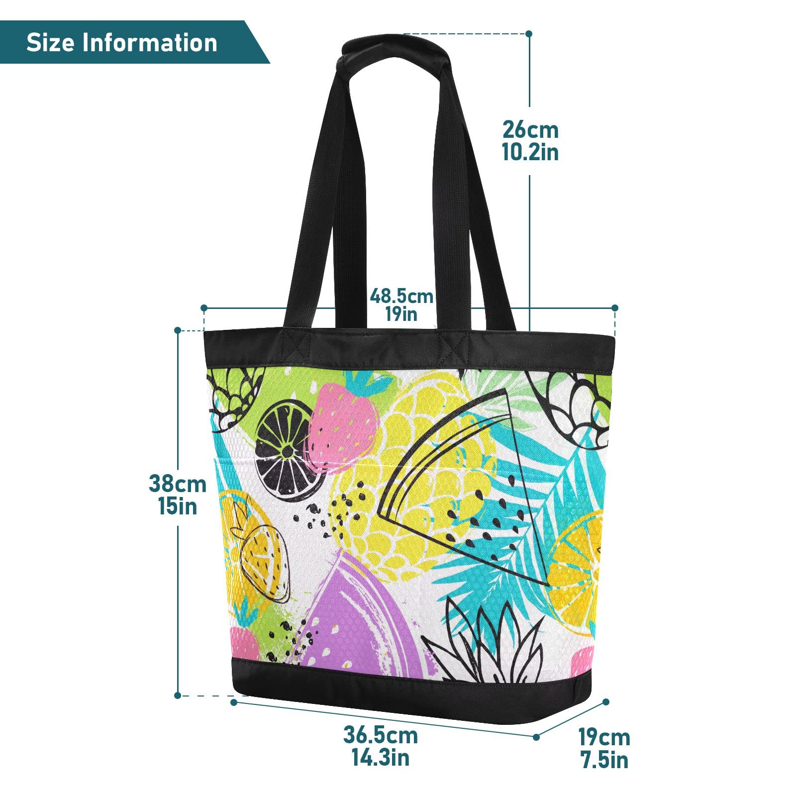 J JOYSAY Large Water-Resistant Mesh Beach Tote Bag with Pineapple Illustration - Perfect for Women's Beach Trips, Work, Training & Hiking | Durable & Stylish Carryall for Summer Travel, Gym & Outdoor Activities