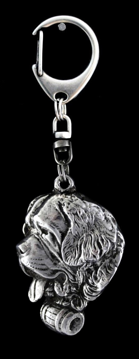Saint Bernard 925 Sterling Silver Dog Keychain - Limited Edition Silver Hallmark Keyring by Artdog | Perfect Gift for Pet Lovers & Dog Owners