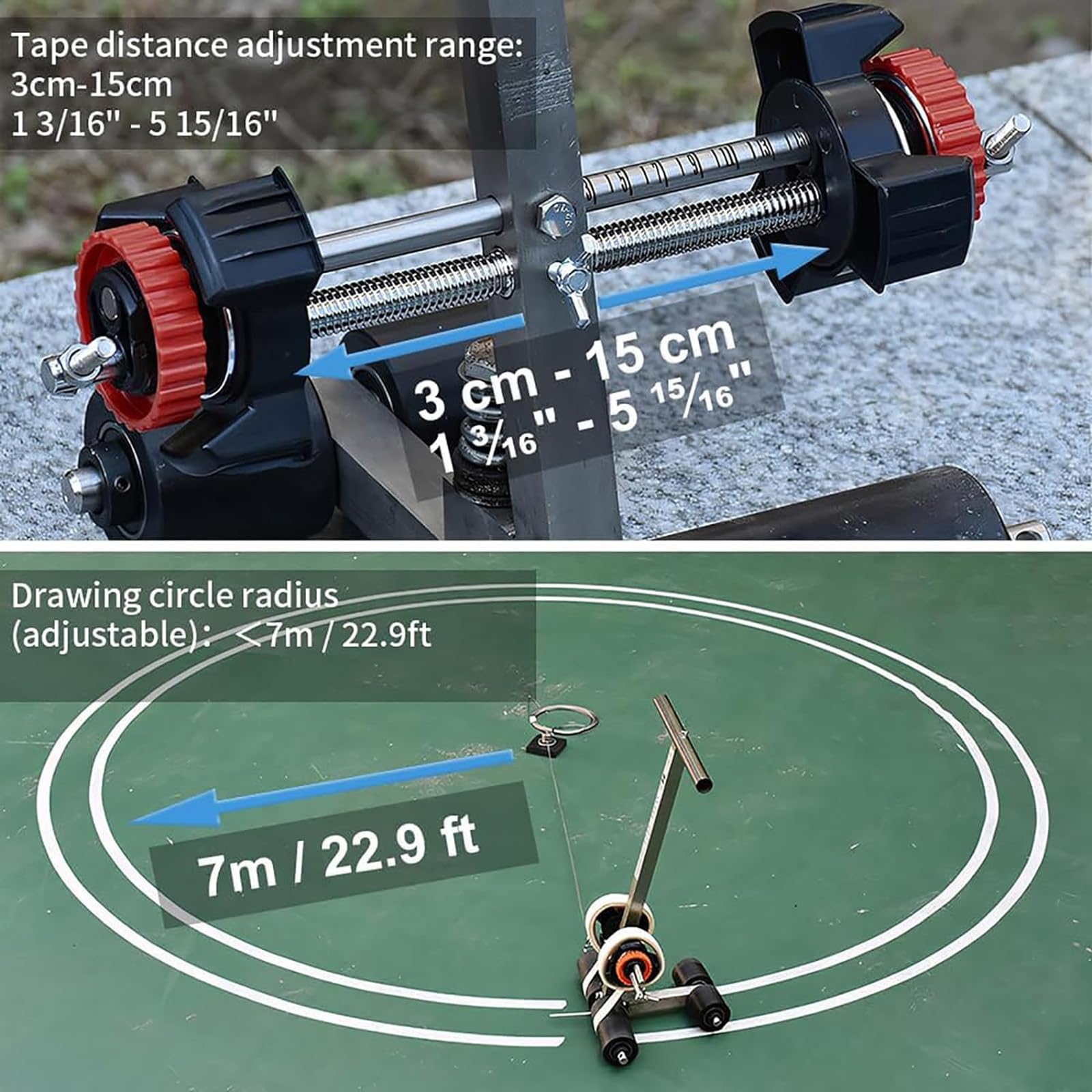 Professional Basketball Court Marking Kit - Line Tape Machine & Paint Applicator for Tiles, Concrete, Asphalt Floors | DIY Court Lines & Circles | Perfect for Gymnasiums, Driveways & Sports Facilities