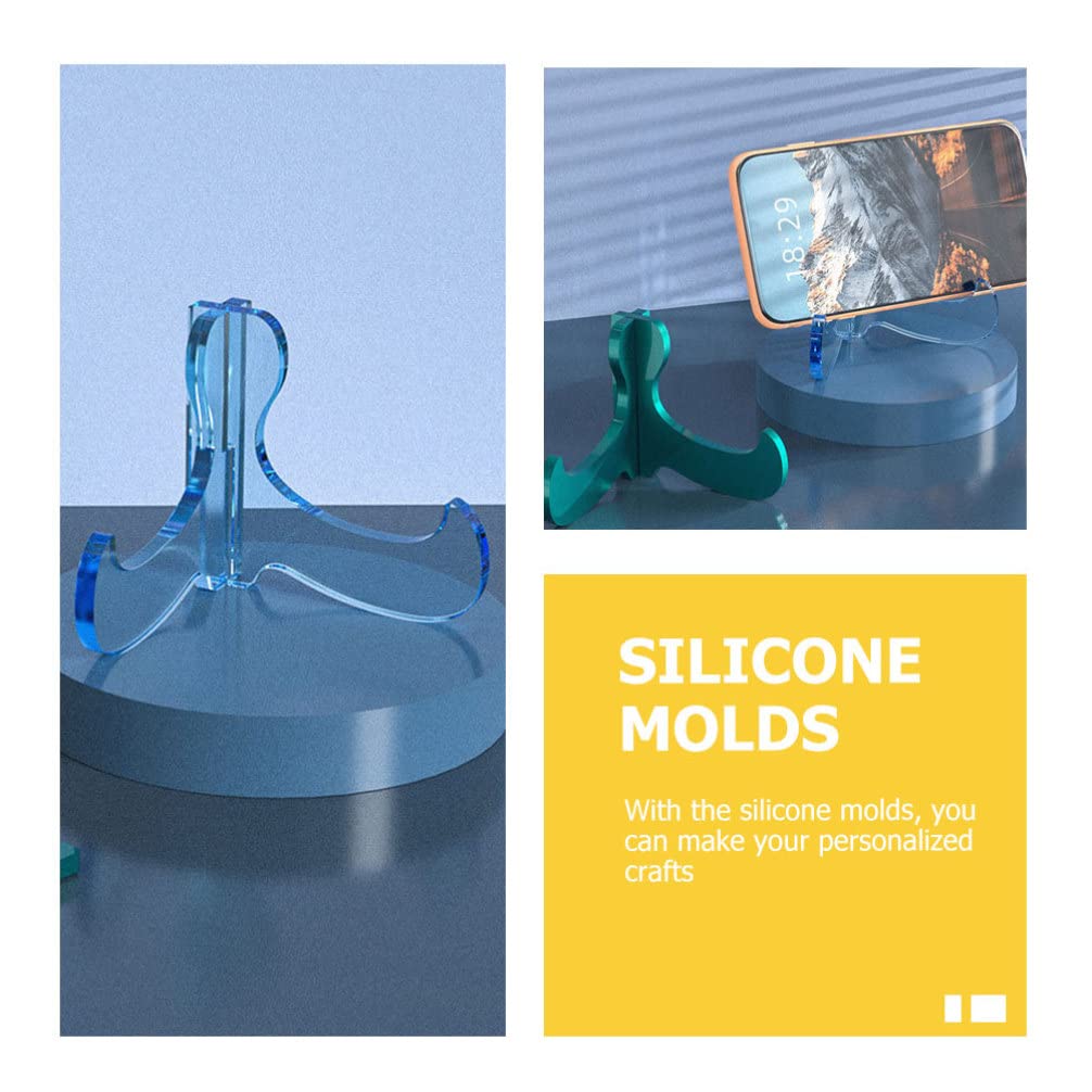 2-Pack DIY Resin Bookmark & Phone Holder Mold Set - Epoxy Crystal Phone Stand for Home Display, Crafting, and Gifts - White Silicone Mold for Resin Art Projects