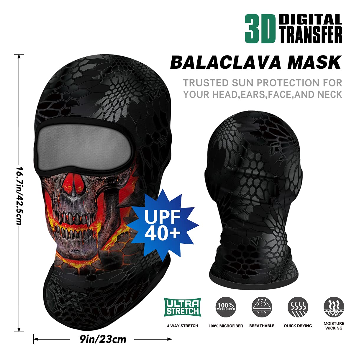 Venswell 3D Balaclava Ski Mask - Cool Skull Animal Full Face Mask for Cycling, Motorcycle & Halloween Costumes | Winter Sports, Outdoor Activities & Cosplay