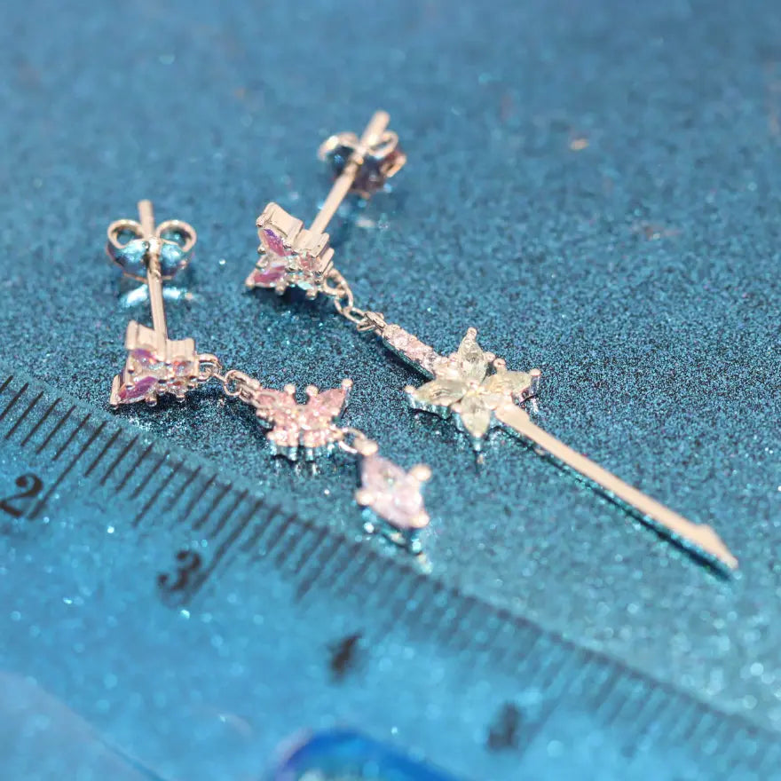 Butterfly Dance Earrings for Women - Elegant Dangle Drop Earrings with Crystal Details - Perfect for Parties, Weddings & Everyday Wear