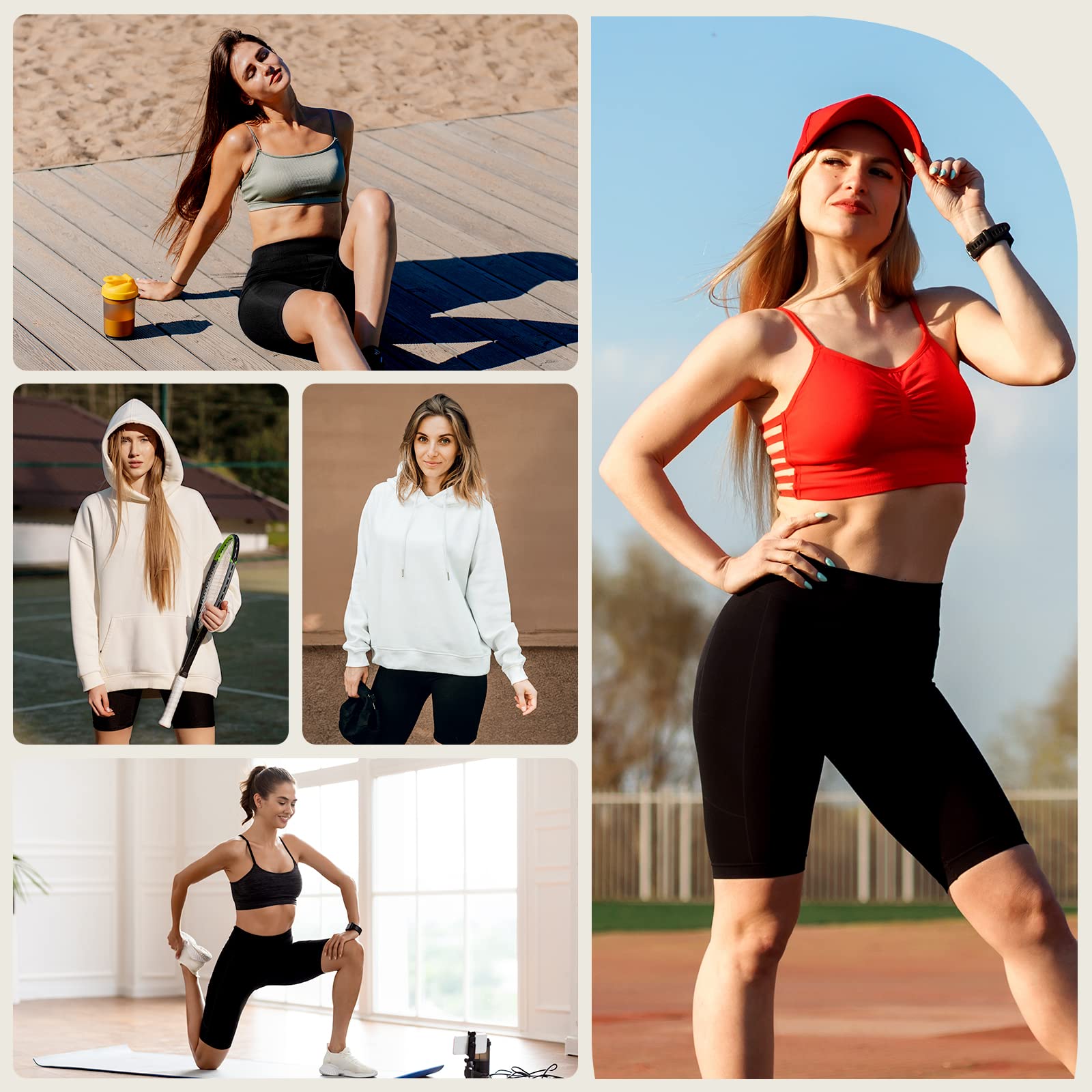 Occffy High Waist Women's Running Shorts - Workout Gym Shorts with Pockets & Tummy Control - Yoga & Bike Shorts for Women (CD11) - Perfect for Running, Yoga, Gym & Cycling