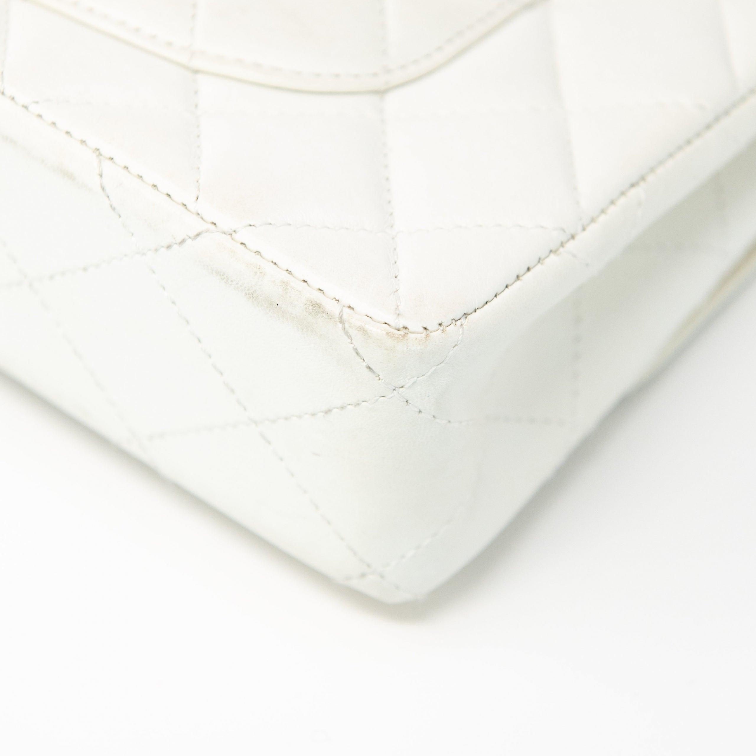 Vintage Chanel White Lambskin Classic Flap Bag - Luxury Leather Shoulder Handbag for Women | Perfect for Date Night, Parties & Special Occasions