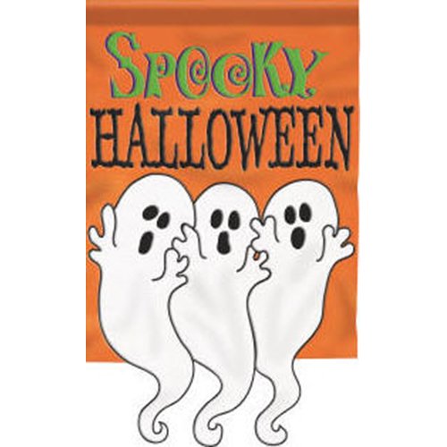 Halloween Three Ghosts Applique Garden Flag 13x18 Inch - Outdoor Decorative Flag for Yard, Porch, and Seasonal Home Decor