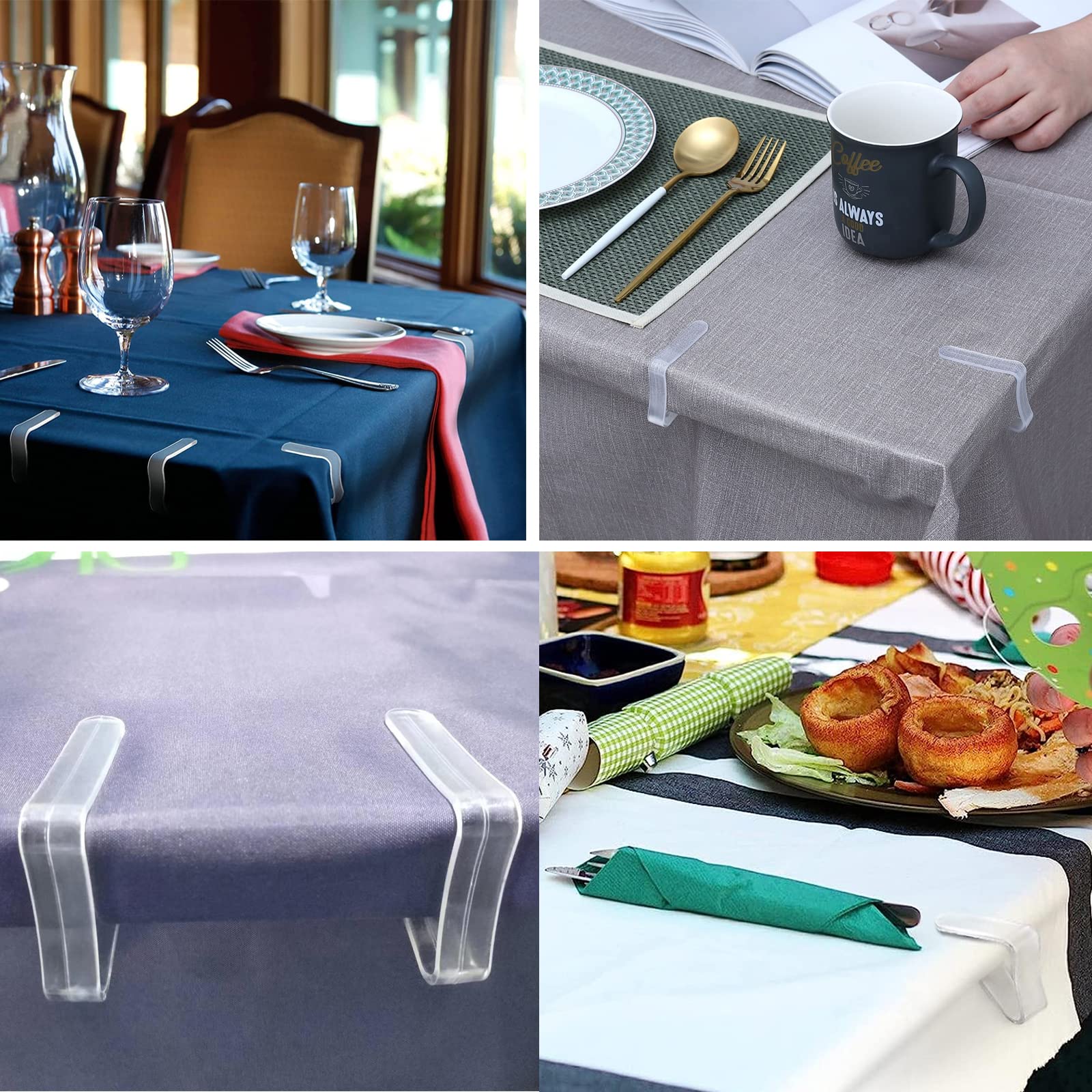 32 Pcs Clear Plastic Tablecloth Clips - Heavy Duty Table Cloth Holders for Indoor Outdoor Events, Parties, Picnics & Camping - Secure Table Cover for Windy Days & Outdoor Dining