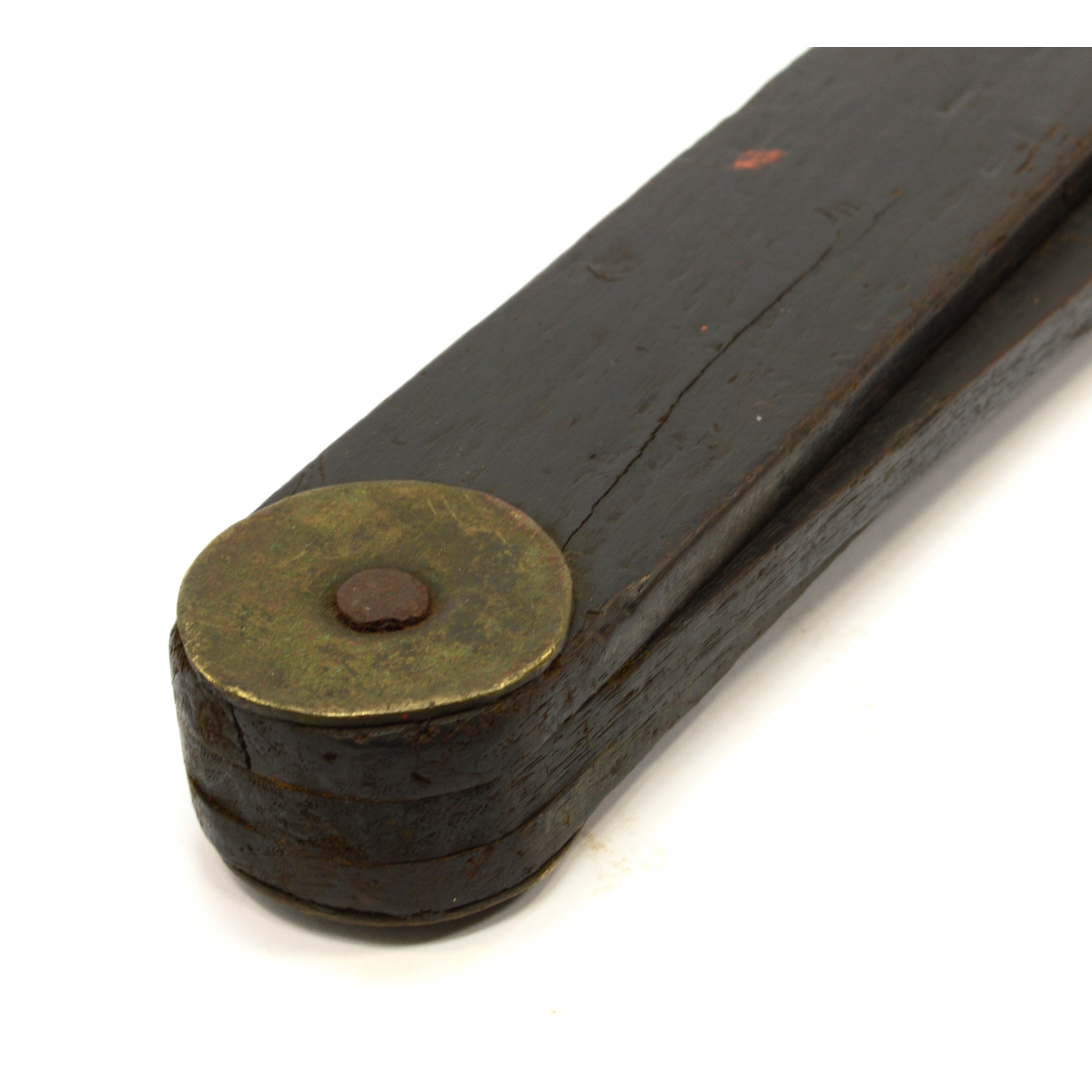 Antique 18th/19th Century Ebony & Brass Shipwright's Bevel - Primitive Shipbuilding Tool for Woodworking, Nautical Decor & Maritime History Enthusiasts