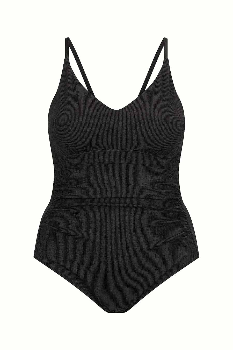 Coolum Core Support One Piece Swimsuit - Black Textured High Waist Bathing Suit for Women | Perfect for Beach, Pool, and Summer Vacations