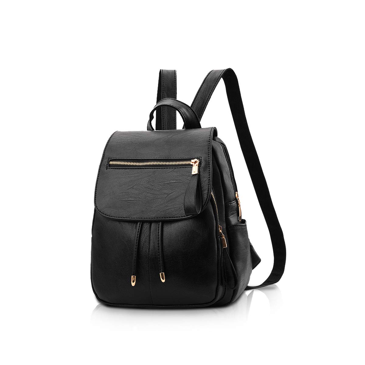 NICOLE&DORIS Women's Fashion Mini Backpack - Faux Leather Shoulder Bag Purse for Ladies & Girls, Black | Perfect for Work, School, Travel & Everyday Use