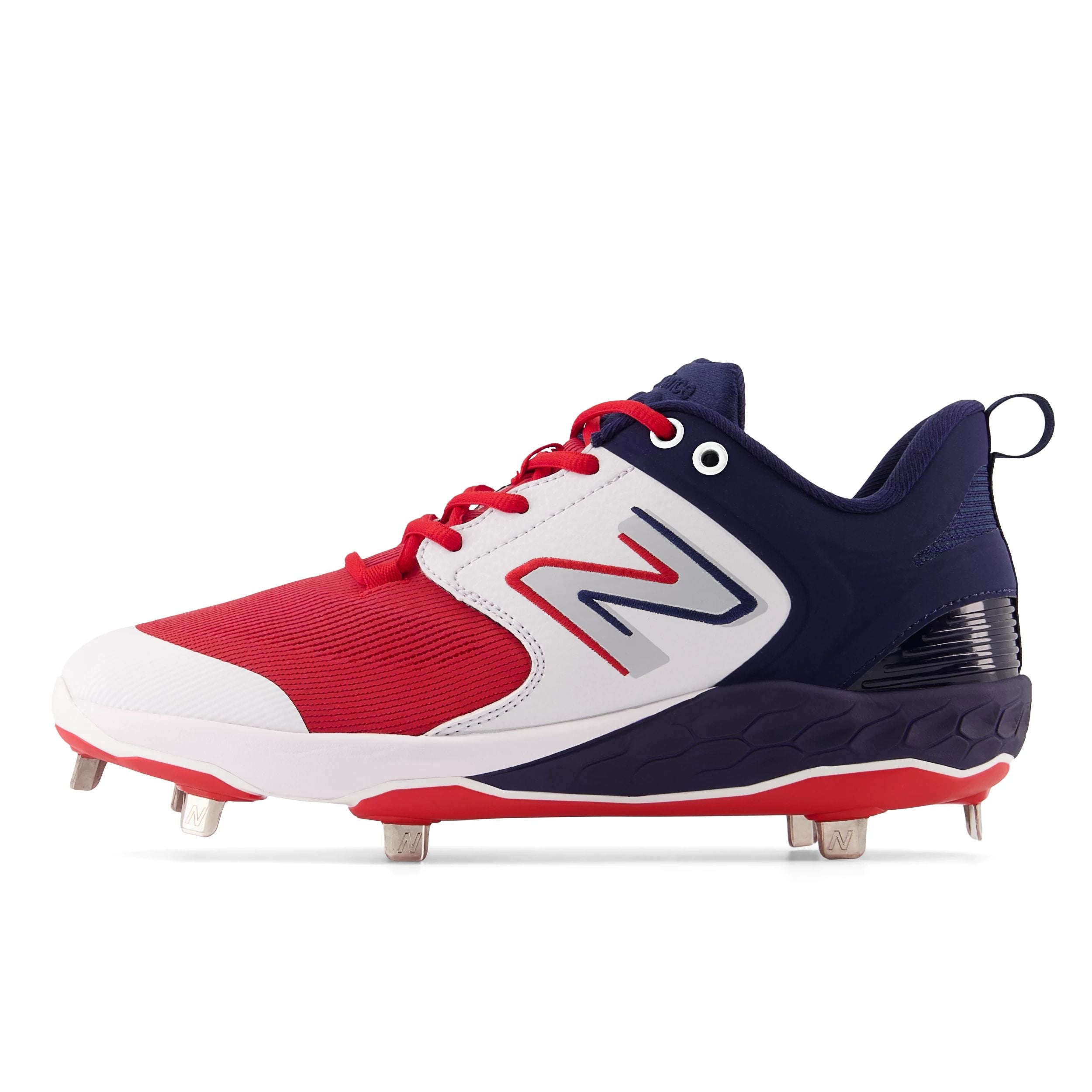 New Balance Fresh Foam 3000v6 Men's Baseball Cleats - Navy/Red Low Metal Spikes for Traction & Comfort | Perfect for Baseball, Softball & Turf Sports