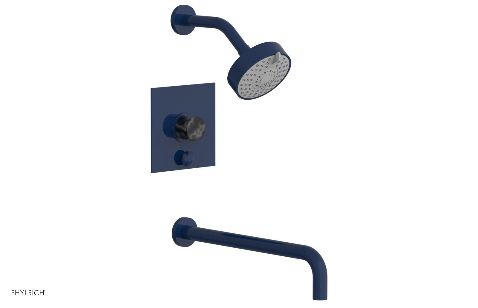 BASIC II 14 Pressure Balance Tub and Shower Set in Black Marble - 230S 28 14 Model | Perfect for Modern Bathroom Renovations & Spa-Like Shower Experiences