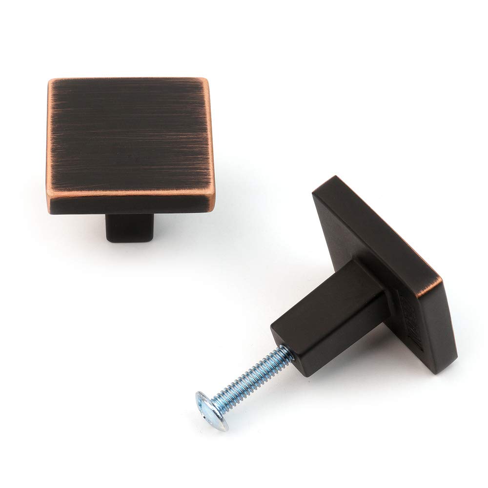 KOOFIZO 1.2 Inch Square Cabinet Knob - Oil Rubbed Bronze Pull Handle (31mm, Pack of 5) for Kitchen Cabinets, Dresser Drawers, Wardrobe Hardware - Perfect for Home Renovation & Furniture Upgrade