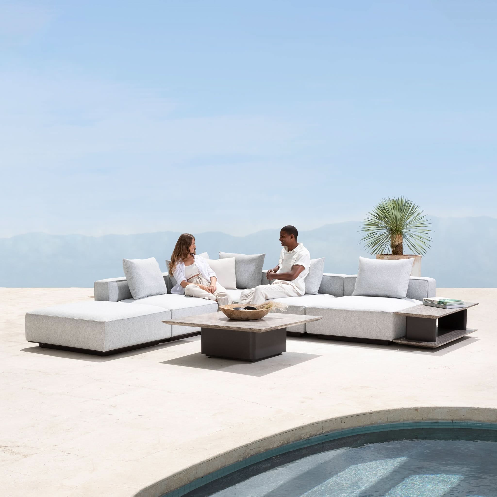 Santorini Outdoor Corner Left Sectional Sofa Set - Waterproof Wicker Patio Furniture for Garden, Poolside, Backyard & Balcony - Comfortable All-Weather Lounge Seating