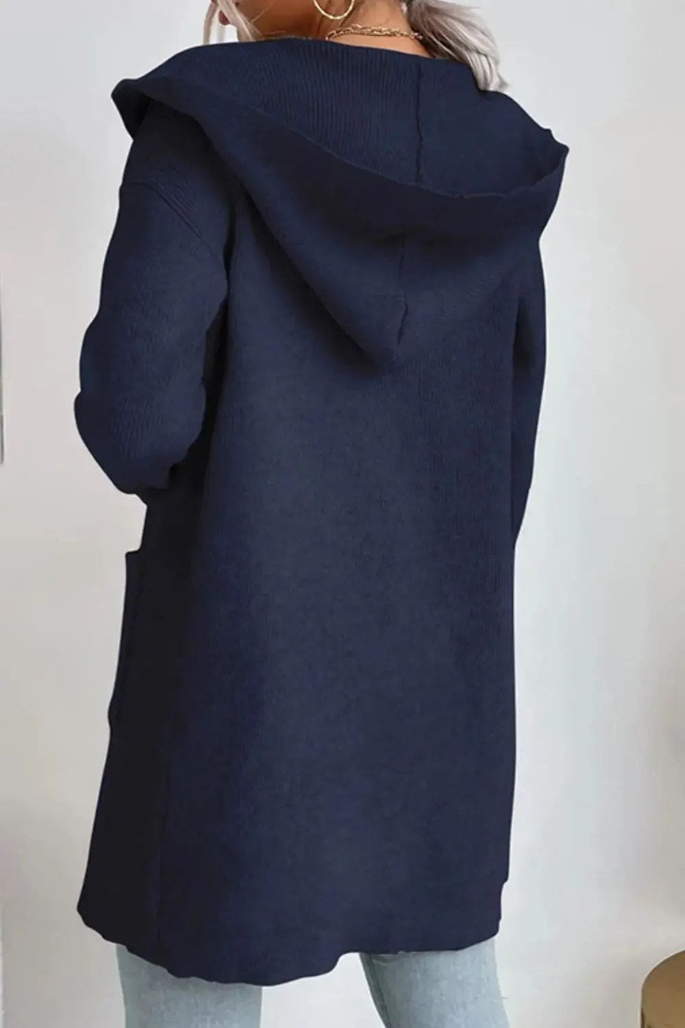 Double Take Ribbed Open Front Hooded Cardigan Sweater for Women - Cozy Knit Long Sleeve Wrap Jacket | Perfect for Fall Layering, Casual Outfits & Lounge Wear