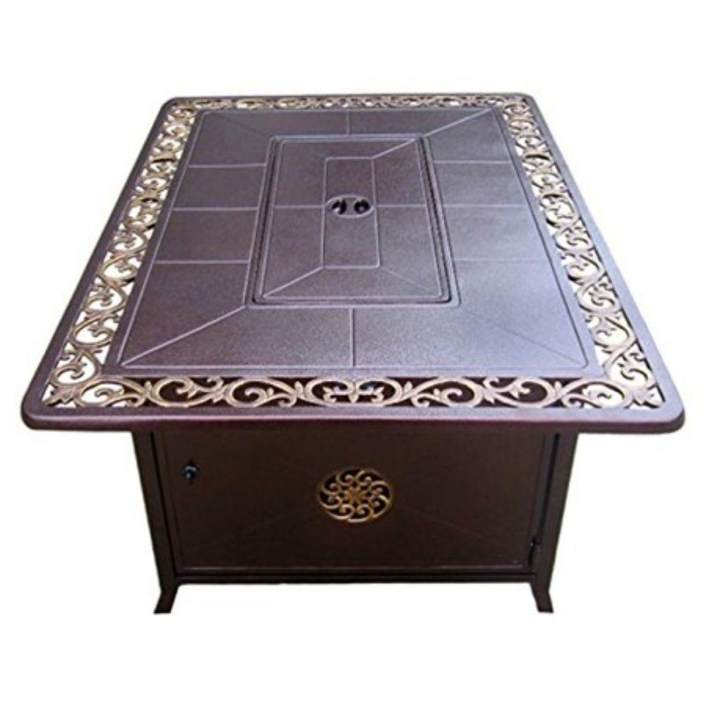 AZ Patio Heaters 50-Inch Scroll Design Rectangular LP Fire Pit Table for Outdoor Living - Perfect for Backyard, Deck, Garden & Patio Gatherings (Model FS 1212 T 10)
