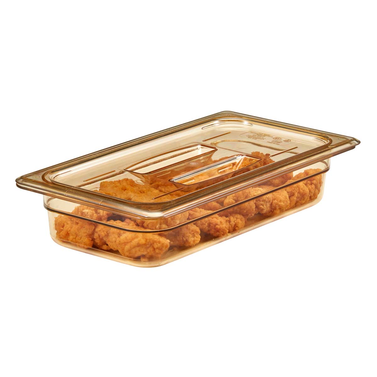 Cambro 30HPCH150 1/3 Size High Heat Food Pan with Lid & Handle - Amber Polycarbonate for Commercial Kitchens, Catering & Food Service
