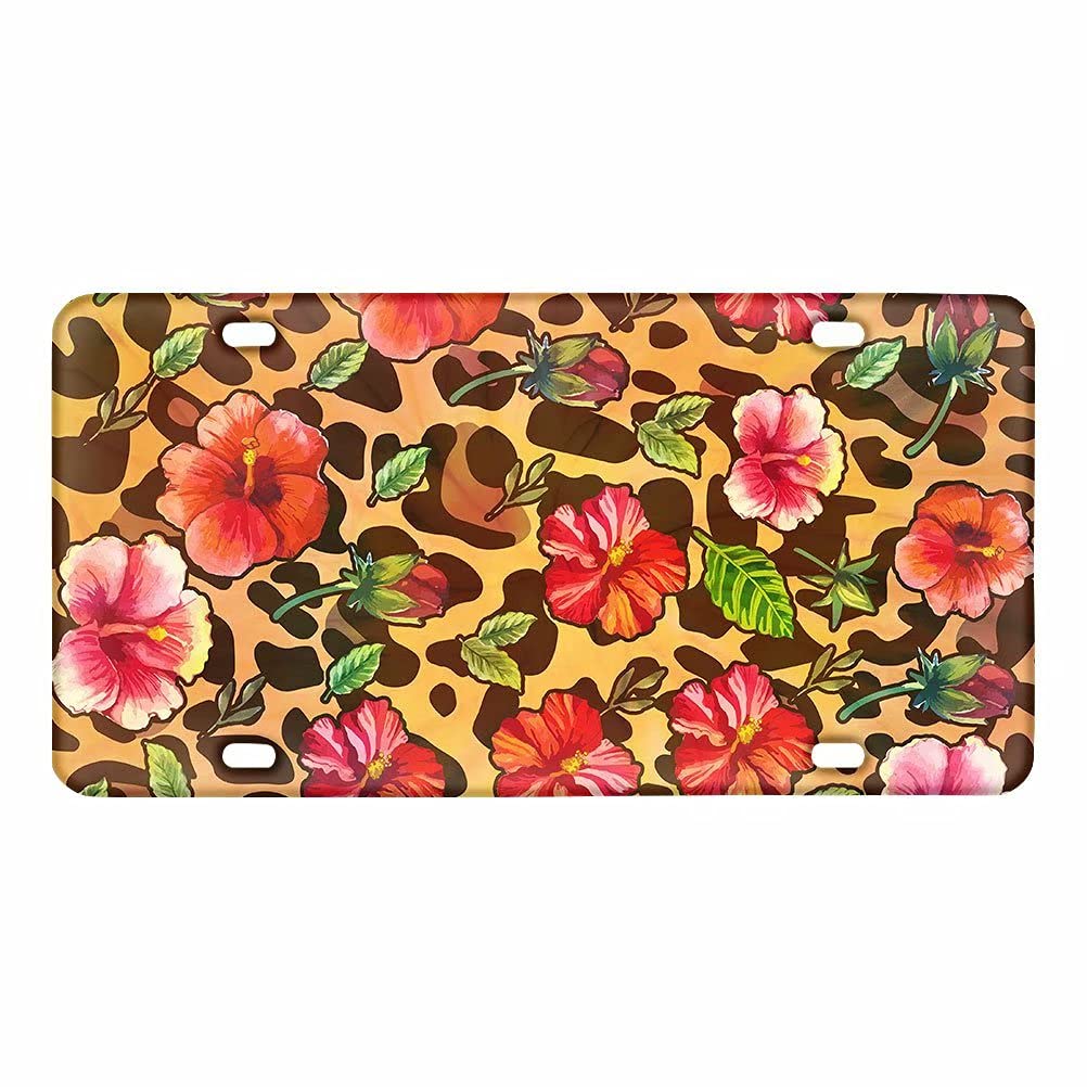 GOSTONG Leopard Print Aluminum Alloy Car License Plate - 6x12 Inch Decorative Metal Tag for Trucks & Vehicles - Durable Auto Accessories for Customization & Personalization (Perfect for Car Shows, Gifts & Themed Decor)
