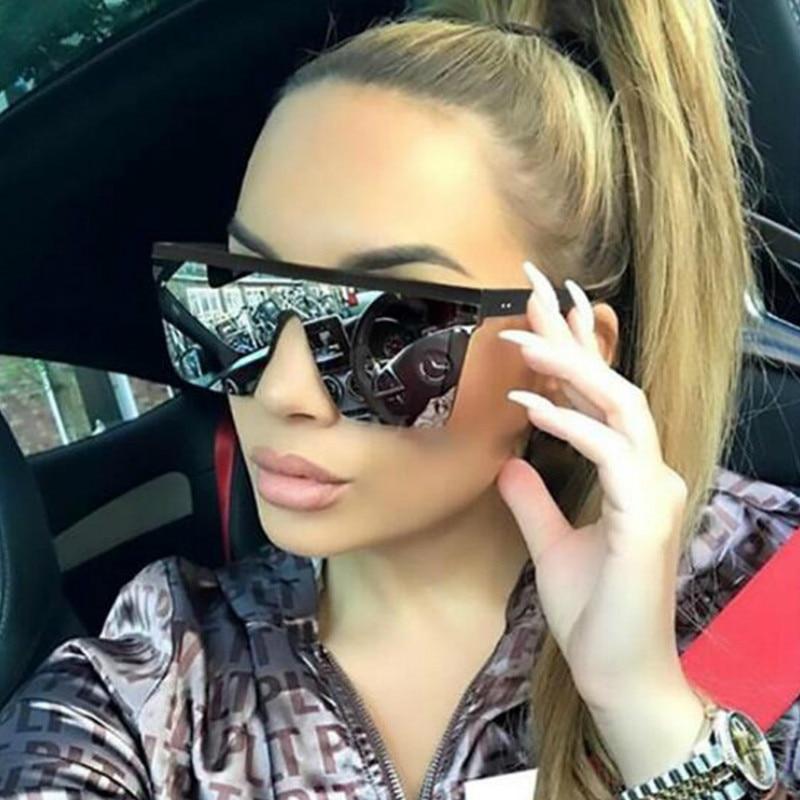 Flat Top Oversized Luxury Sunglasses for Women - UV Protection Fashion Sunglasses - Trendy Oversized Shades for Beach, Driving & Outdoor Activities