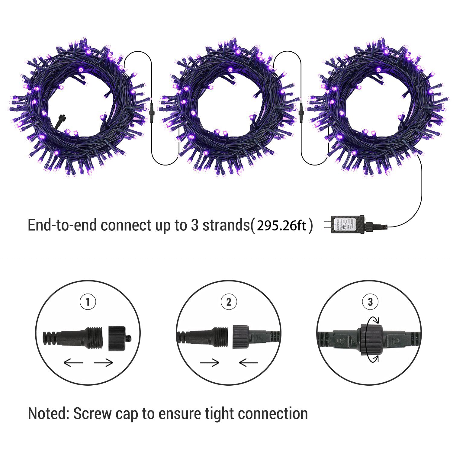 BrizLabs 240 LED Halloween Lights - 78.74ft Orange & Purple String Lights for Party Decor