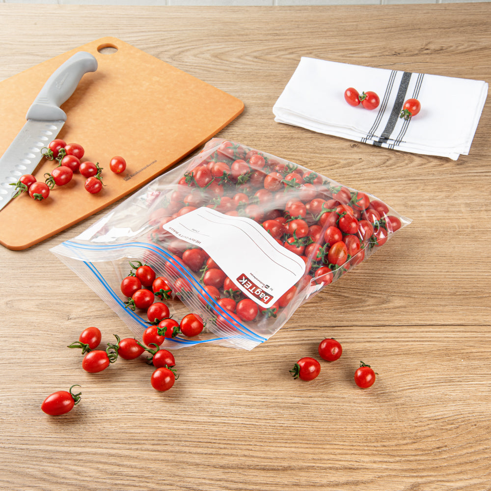 Premium 1 Gallon Clear Freezer Bags with Double Zipper - BPA Free, Write-On Labels (10.75