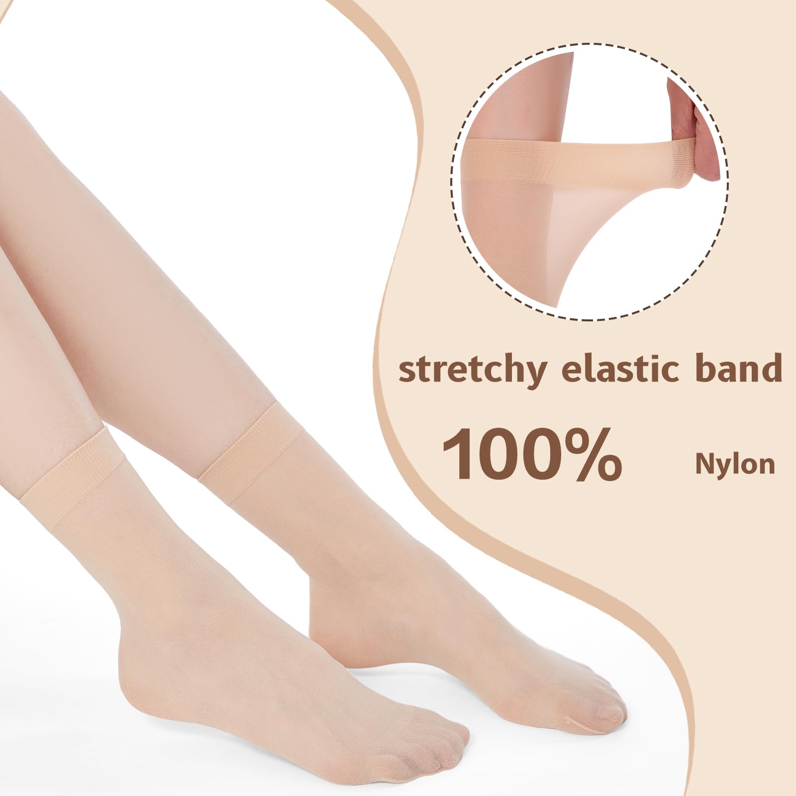 MANZI 12 Pairs Women's Ankle High Sheer Socks - Comfortable & Breathable Nylon Blend for Everyday Wear - Perfect for Work, Casual Outfits & Sneakers