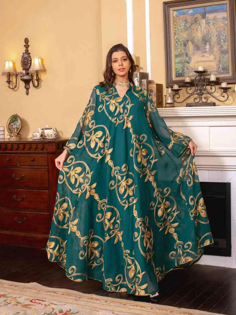 Elegant Eid Dress for Women - Doris Embroidery Kaftan Caftan Dress | Muslim Holiday Outfit, Summer Beach Cover Up, Party Wear, Special Occasion Fashion