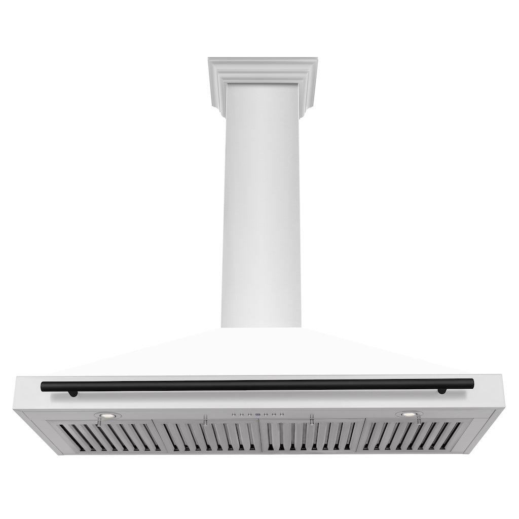 ZLINE KB4STZ WM MB Autograph Edition Convertible Stainless Steel Range Hood - White Matte Shell with Matte Black Accents | Professional Kitchen Ventilation for Modern Homes