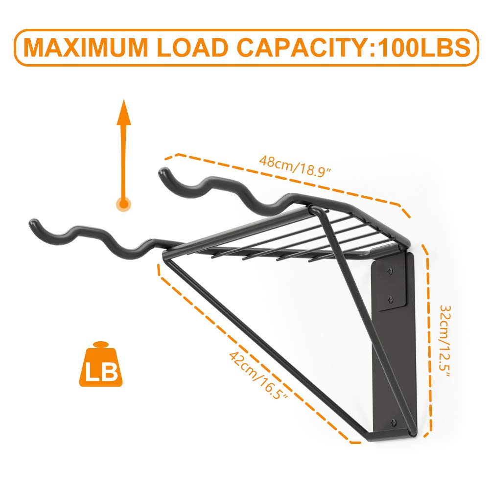 TORACK 2-Bike Wall Mount Rack - Heavy Duty Foldable Bicycle Storage Hanger for Mountain & Road Bikes - Space Saving Garage & Indoor Bike Holder - Reinforced Steel Construction for Maximum Stability - Perfect for Small Apartments, Garages & Home Gyms
