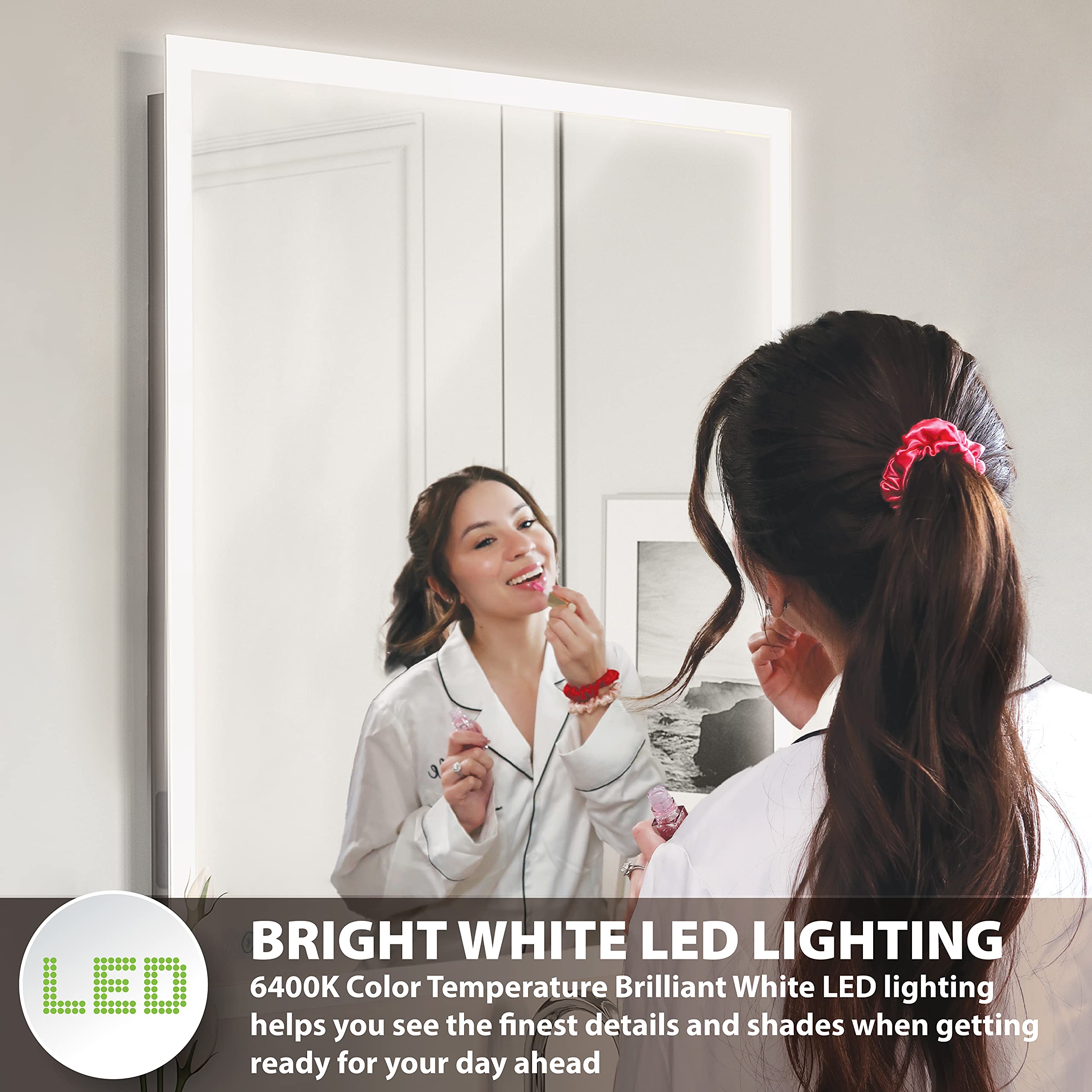 Homewerks 75-101A-BT Frameless LED Bathroom Mirror with Bluetooth Speakers, Anti-Fog, Wall Mounted, 30