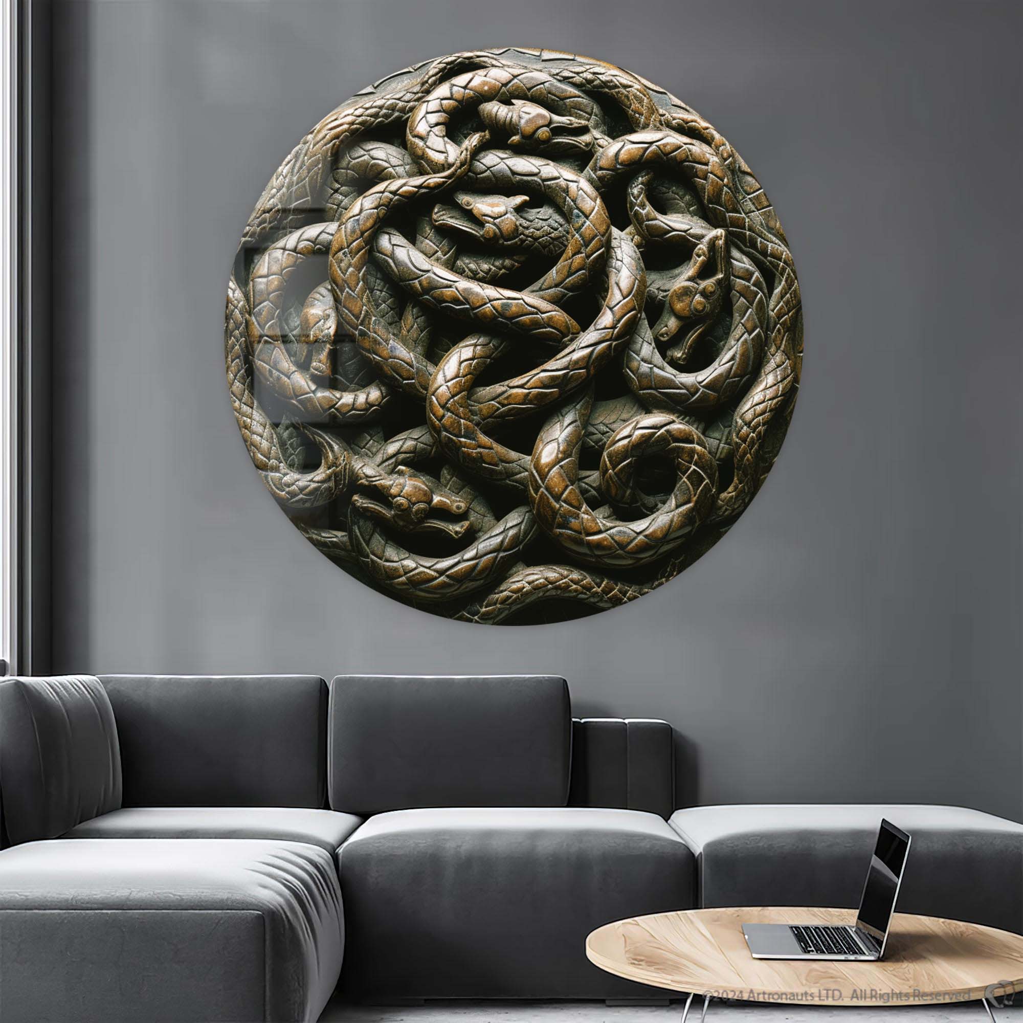 Ragnar's End Rounded Glass Wall Art - Elegant Home Decor for Living Room, Bedroom & Office - Perfect for Modern & Scandinavian Interior Design