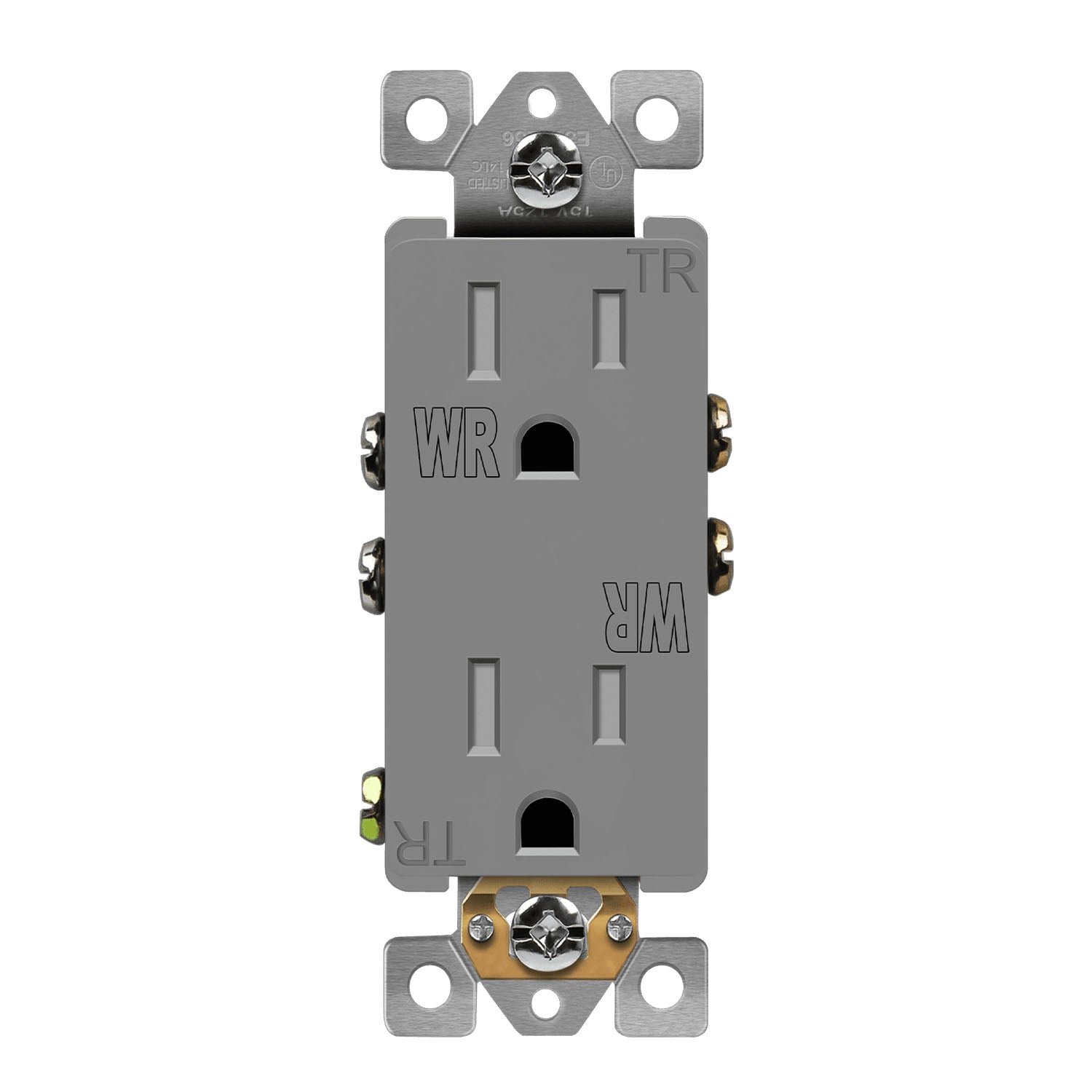 15 Amp Duplex Outlet - Tamper & Weather Resistant Electrical Receptacle, Gray - Ideal for Outdoor, Garage & Workshop Use