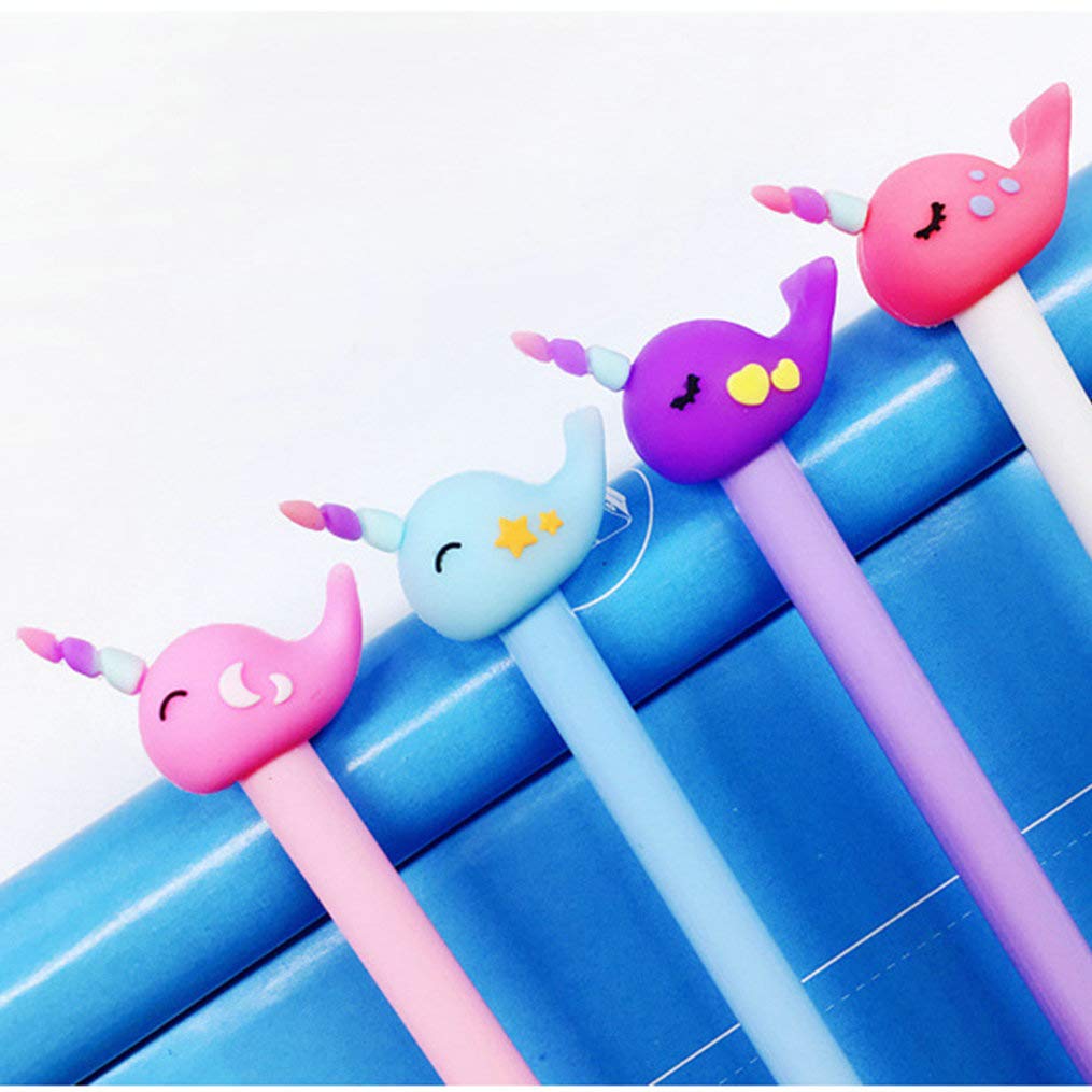 Colorful Narwhal & Whale Gel Ink Pens - Cute Kawaii Animal Ballpoint Pens with Black Ink for School, Office & Party Supplies (8PCS Set) - Perfect for Note Taking, Gift Giving & Creative Writing