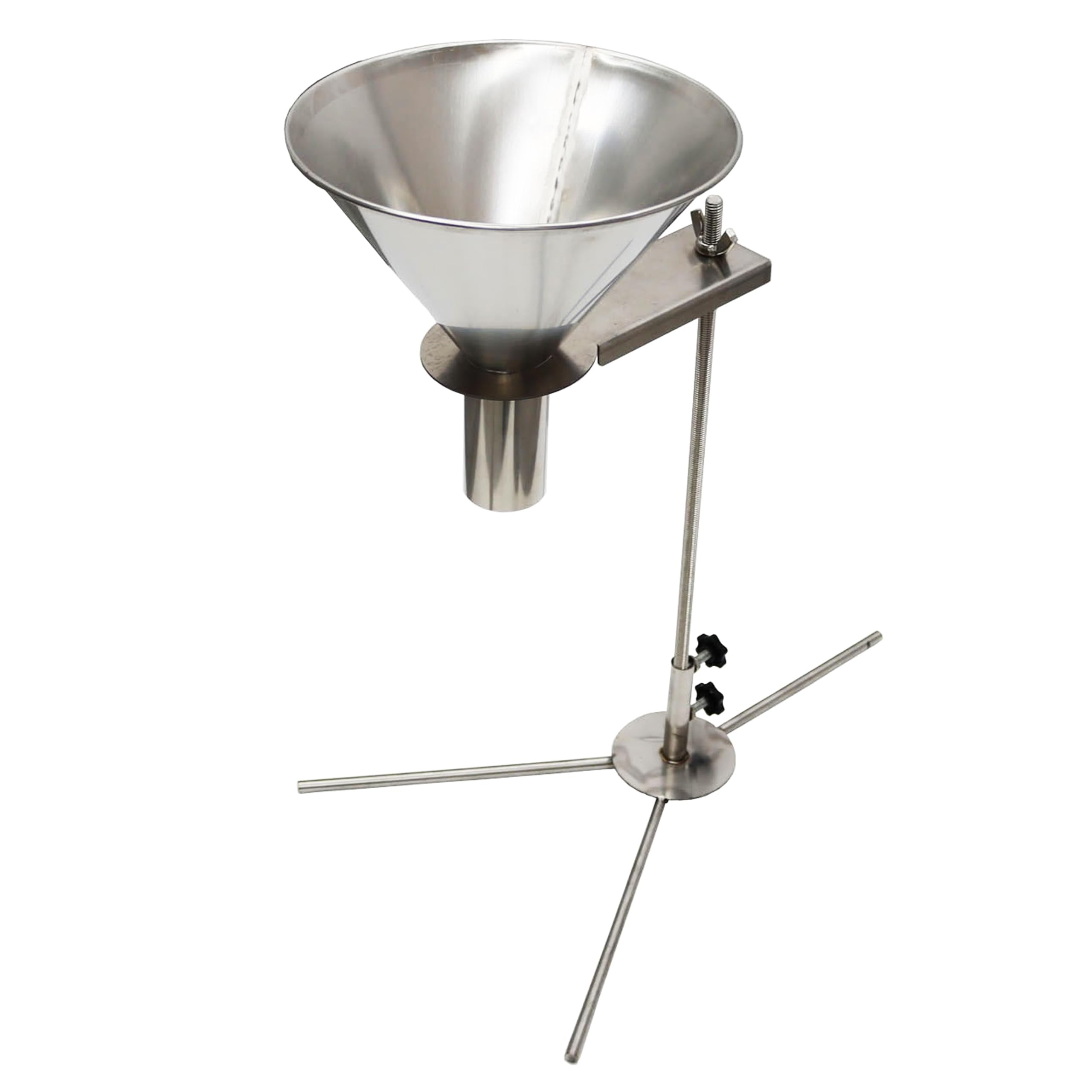 Stainless Steel Manual Filling Hopper with Support Stand - 2 Inch Funnel Diameter for Easy Powder & Grain Transfer | Perfect for Home Brewing, Farm Feeding & Industrial Packaging