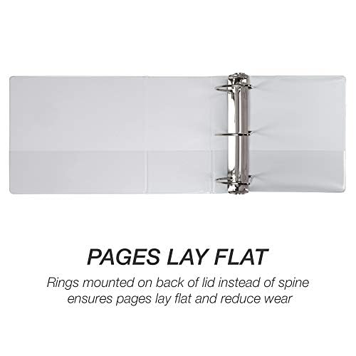 Samsill 6 Inch Durable D-Ring Binder, Made in USA, Locking Mechanism, Customizable Clear View Cover, White, 2-Pack, Holds 1225 Pages - Perfect for Office, School & Document Organization