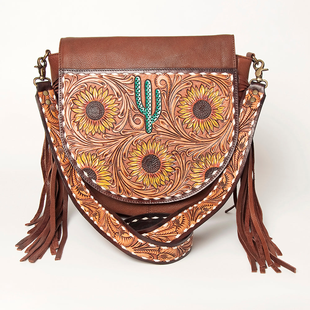 American Darling ADBGA163A Crossbody Hand-Tooled Genuine Leather Women's Western Purse - Perfect for Casual Outings, Travel & Country-Themed Events