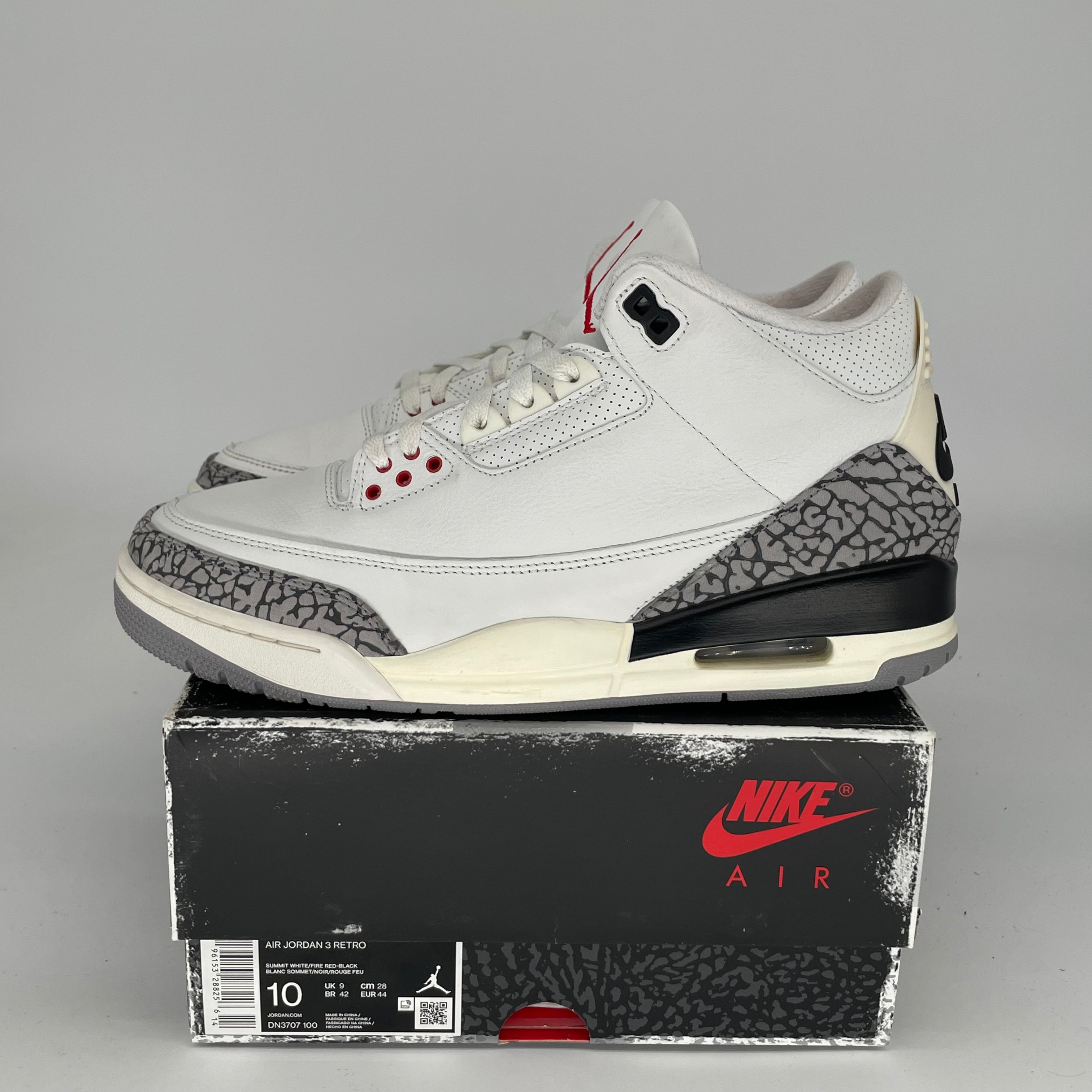 Original Air Jordan 3 White Cement Reimagined - Men's Size 10 (DN3707-100) | Retro Basketball Sneakers for Streetwear & Casual Outfits