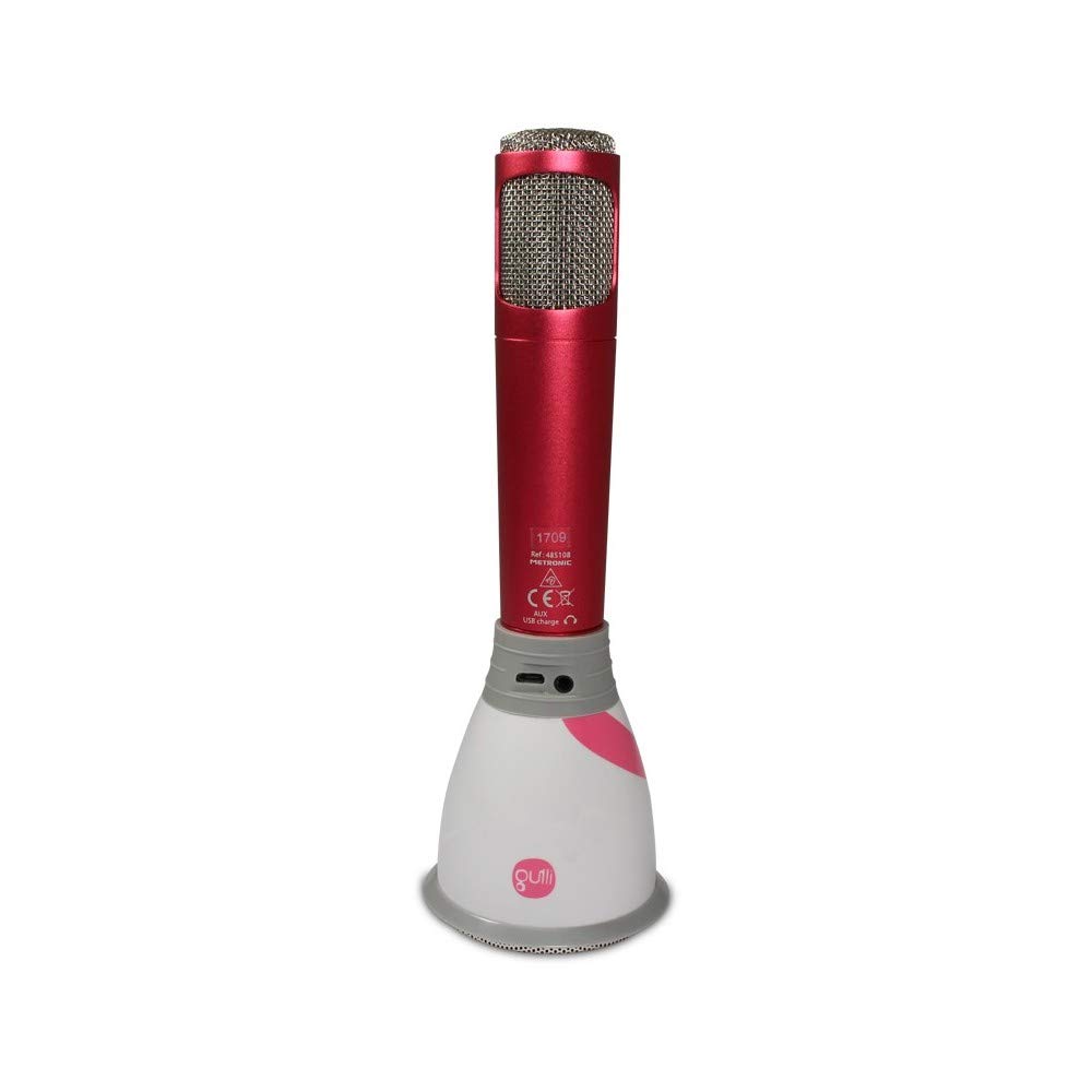 Gulli 485108 3-in-1 Bluetooth Karaoke Speaker with Microphone - Portable Wireless Party Speaker for Home, Travel & Outdoor Events (Pink)
