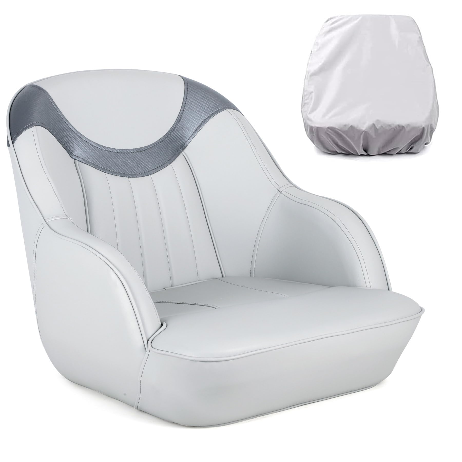 Premium NORTHCAPTAIN Pontoon Boat Captain Bucket Seat with Waterproof Cover - Comfortable Marine Seating for Fishing, Cruising & Leisure Boating Activities