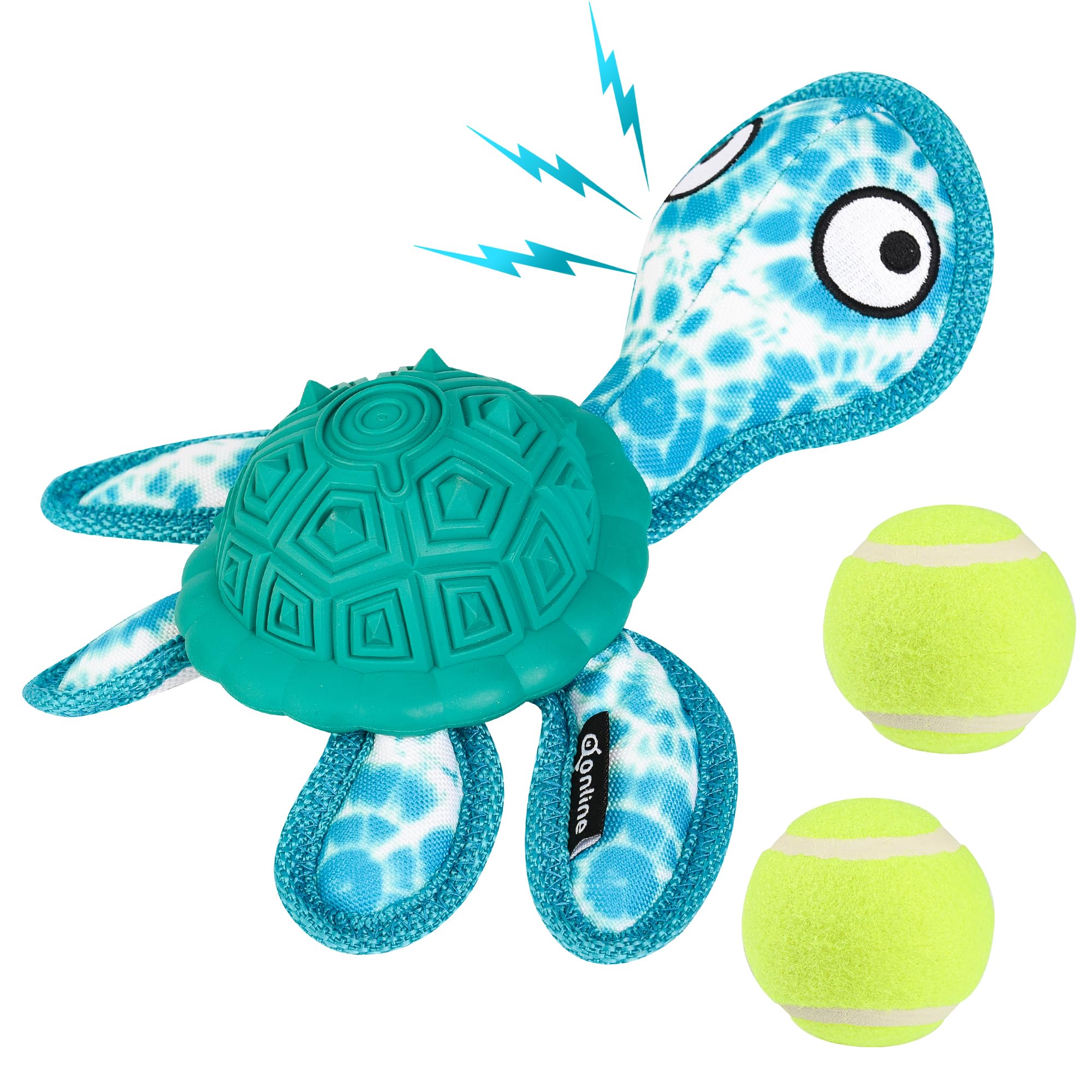 Durable Rubber Dog Chew Toys for Puppies - Turtle Shaped Teething Toy with 2 Tennis Balls (Green) - Perfect for Small & Medium Dogs, Puppy Teething Relief & Interactive Playtime