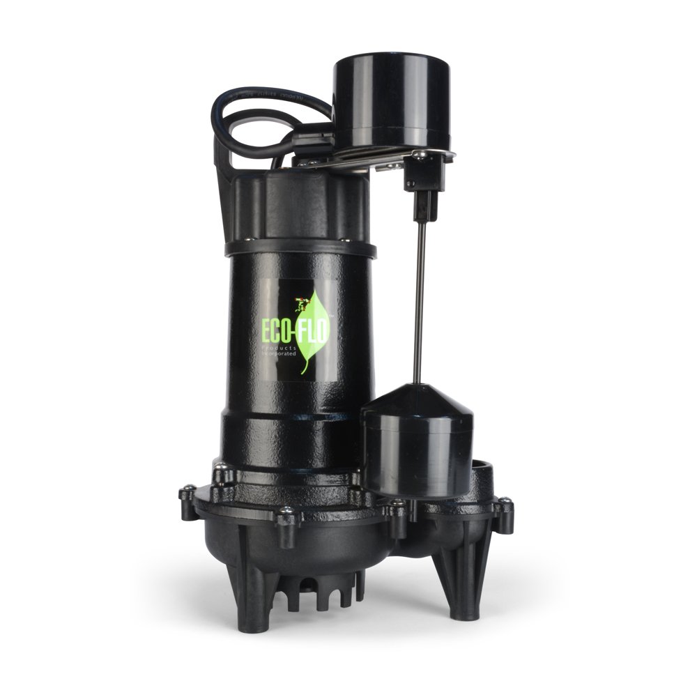 1/2 HP Submersible Sump Pump - ECO-FLO ECD50V - Heavy Duty Water Removal for Basement, Crawl Space & Flood Prevention