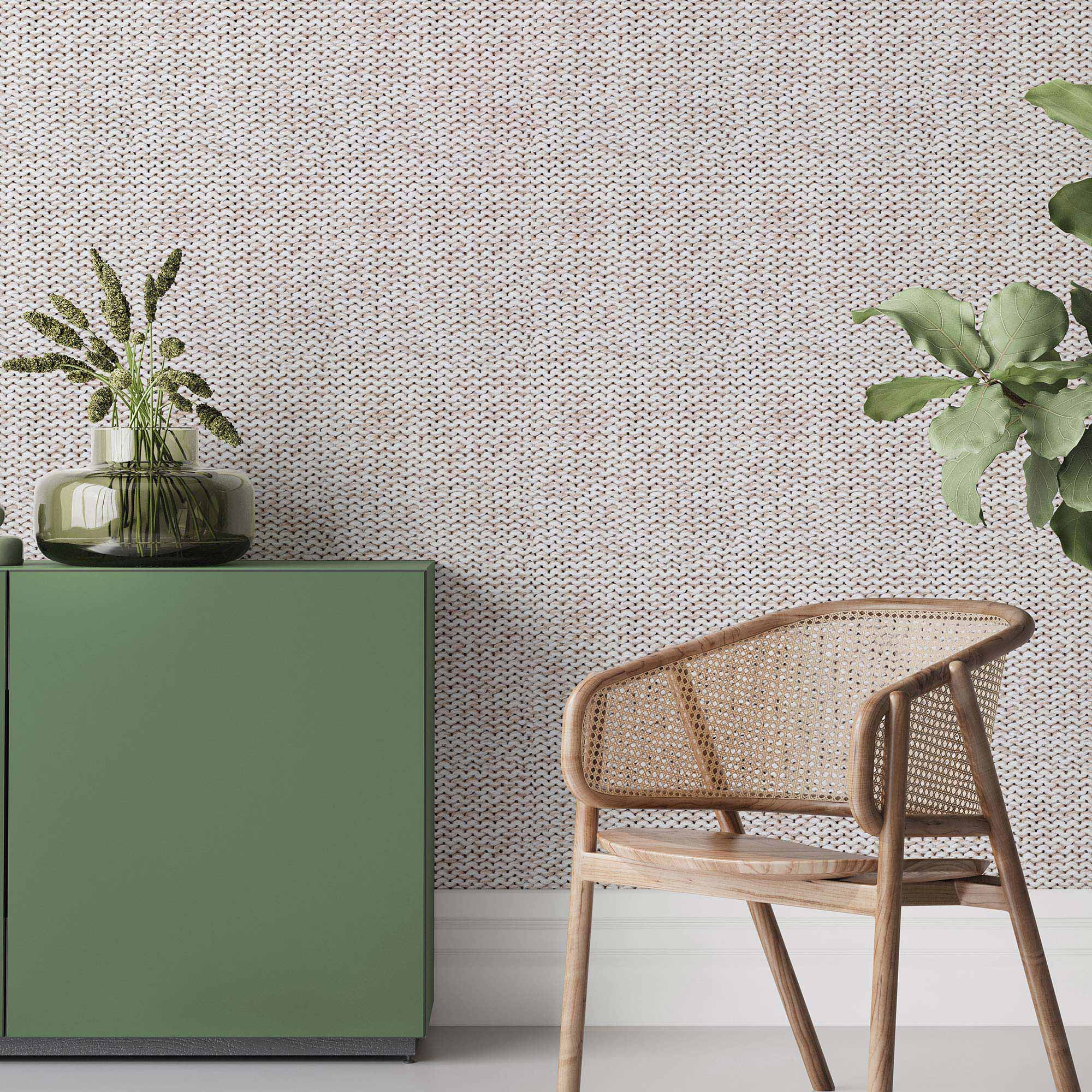 Beige Knit Peel and Stick Removable Wallpaper 9259 - Self-Adhesive Decorative Wall Covering for Bedroom, Living Room & Home Office
